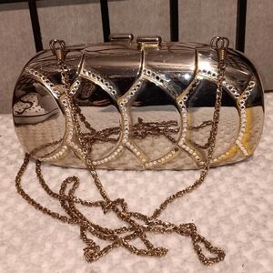 Elegant Gold and Silver Clutch Bag